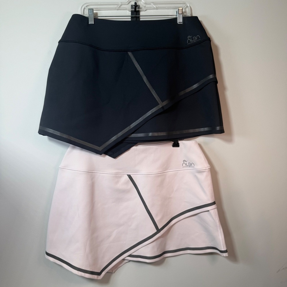 2 NWT Alba Out the Door Cover Skirts Women XL Black Pink Athleisure Tennis Gym
